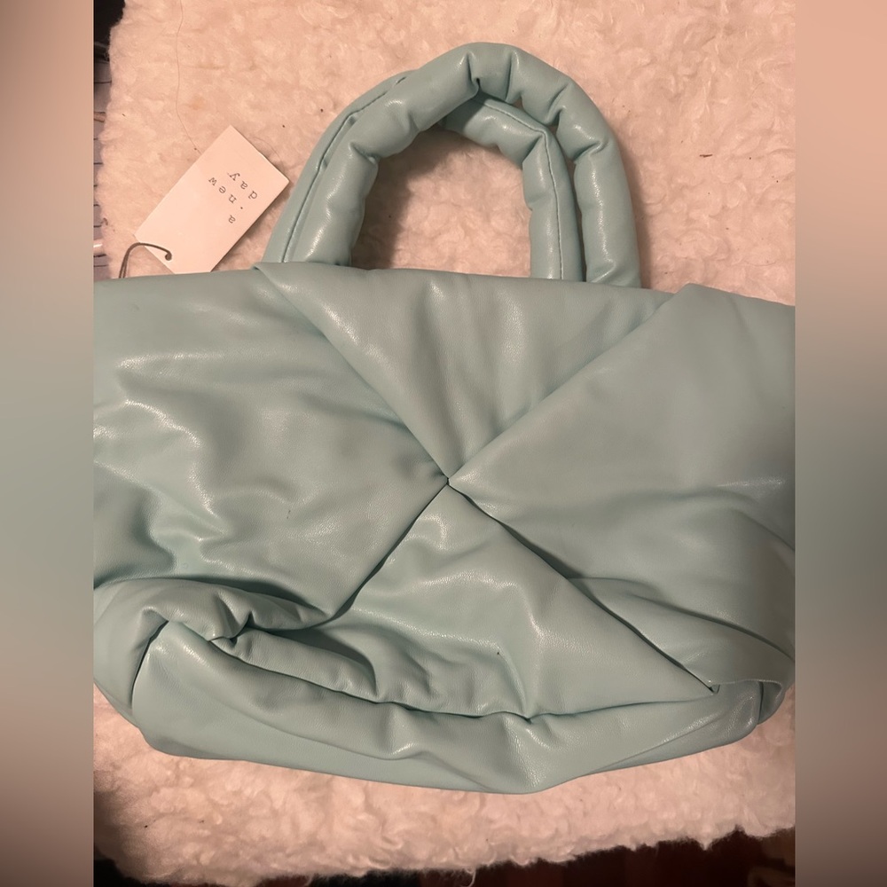 A New Day New Sky Blue Vegan Leather Duffel Medium Carry-All Purse Bag Target